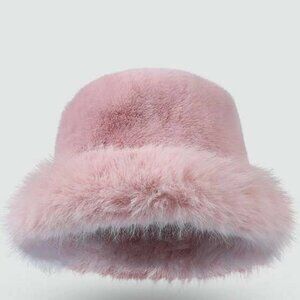 Trendy Pink Fur Bucket Hat